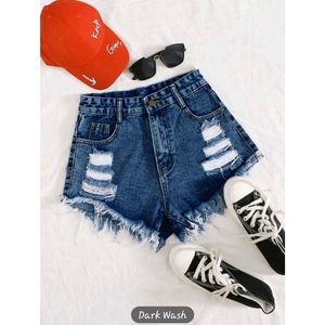 💋 DENIM SHORTS RAW HEM RIPPED!!!